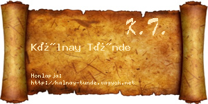 Kálnay Tünde névjegykártya